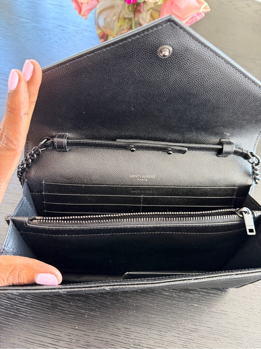 **LIKE NEW Saint Laurent Black Wallet-On-Chain - Picture 7 of 12